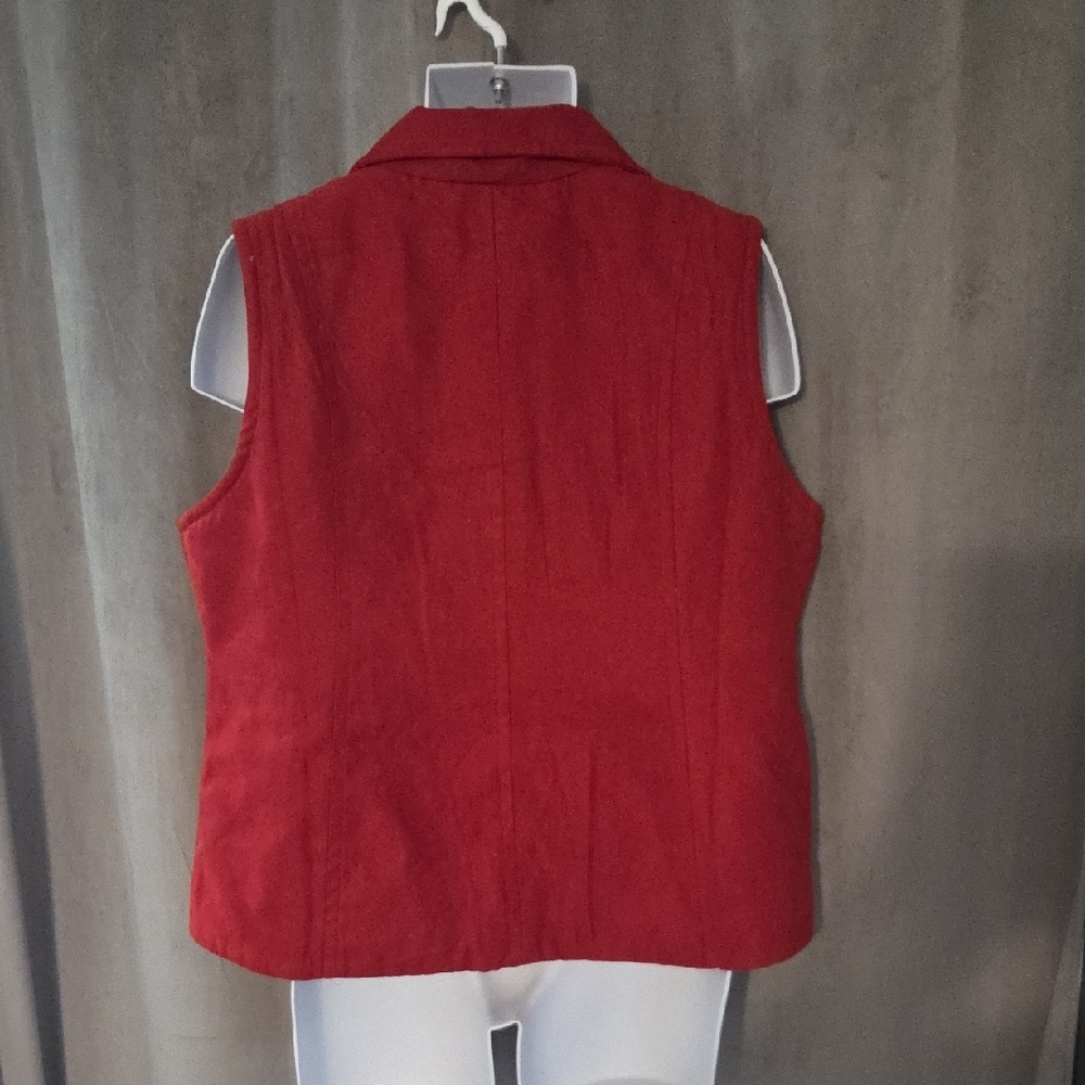 Women's Red Zip-Front Vest Ptp 23" - Picture 2 of 4